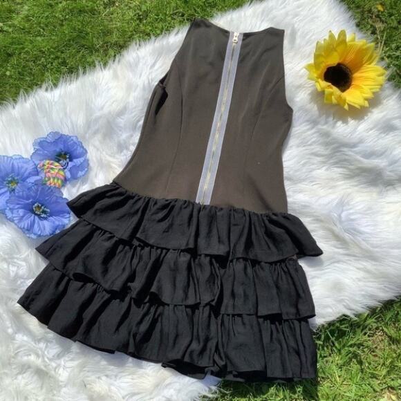 Rachel Rachel Roy Black Layered Frill Dress Whimsical Goth Size 6 - Picture 4 of 7